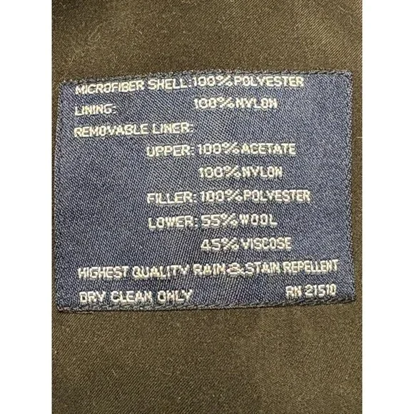 Vtg Ralph Lauren Trench Coat 44 Wool Bld Black Double-Breasted Belt Lined Men's - Picture 12 of 12